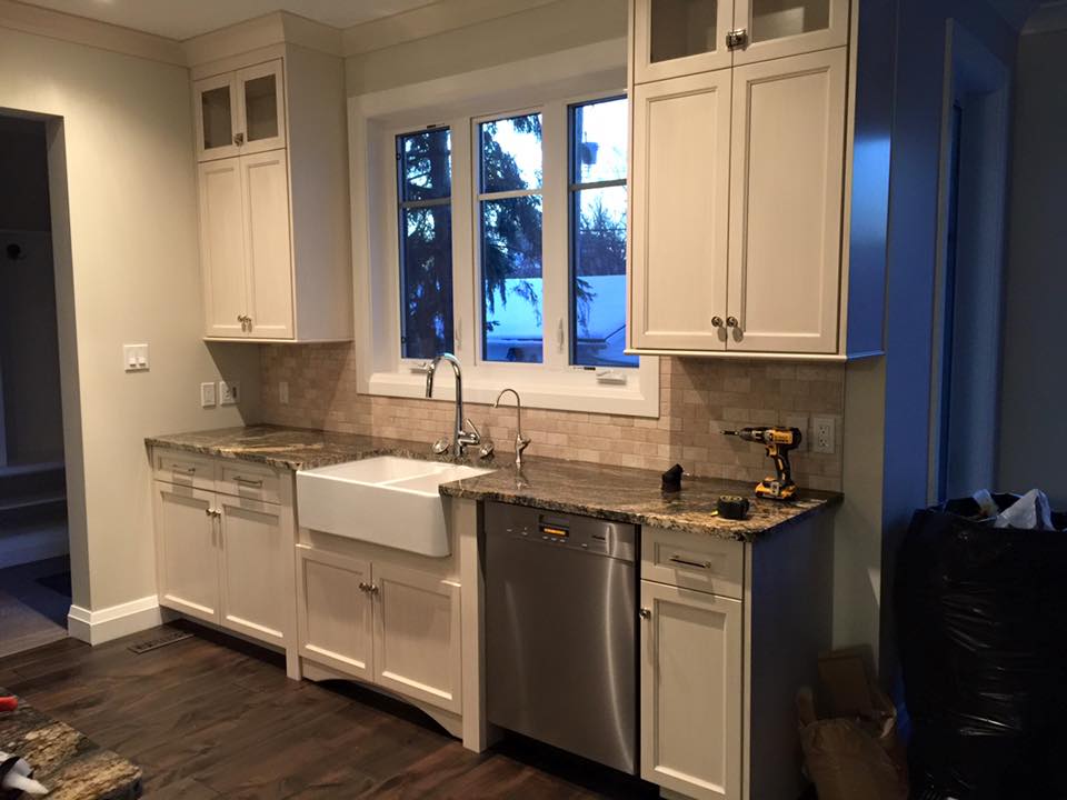 area of the kitchen sink displaying the tile installed 