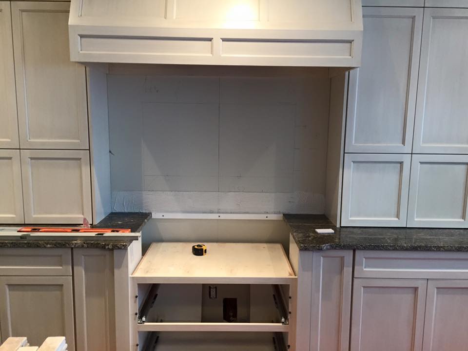 the backsplash wall before starting the tile installation