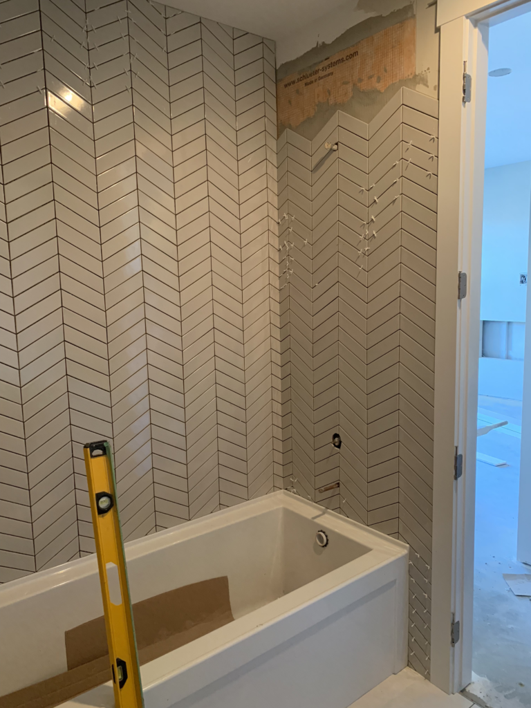 chevron subway tub surround 