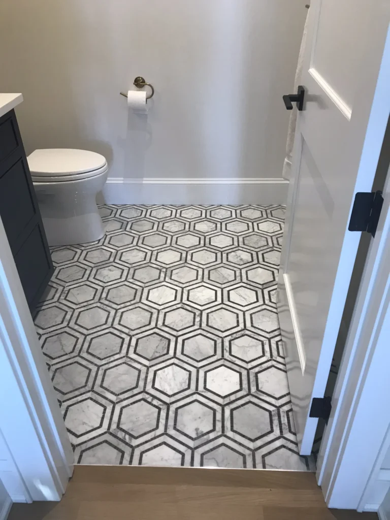 Powder Bathroom Tile with special designed marble hexagonal