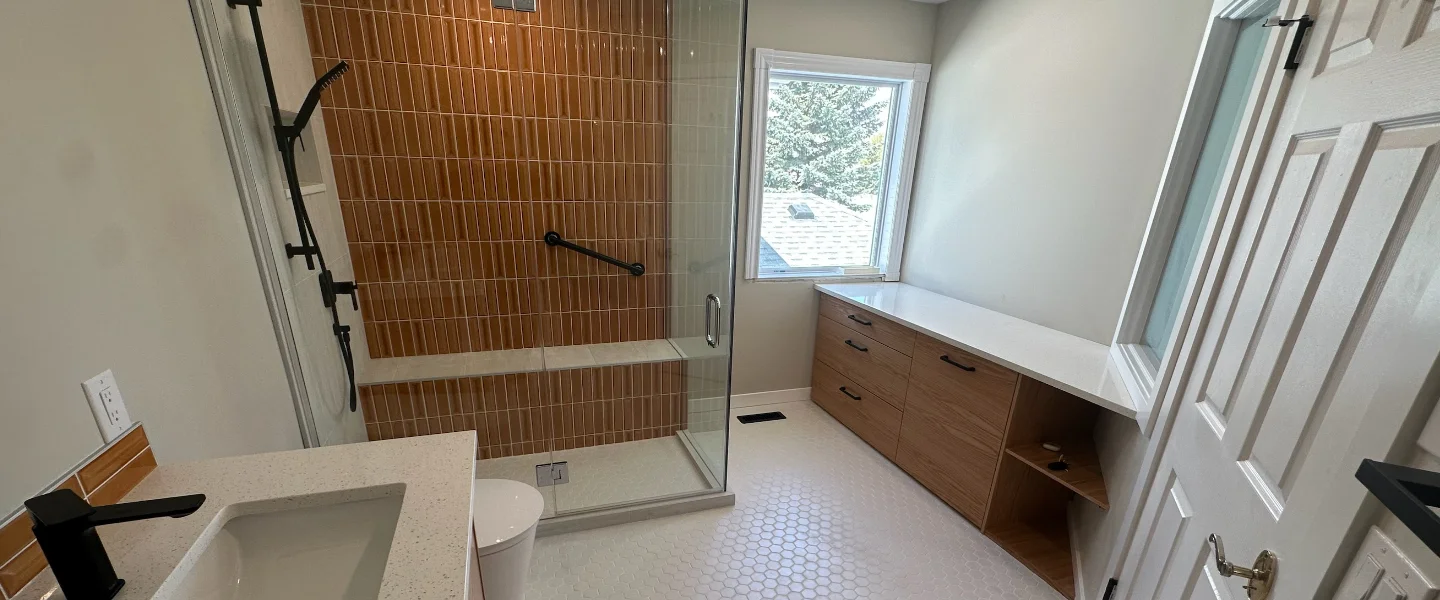 dimensional subway tile sourced from Julian tile