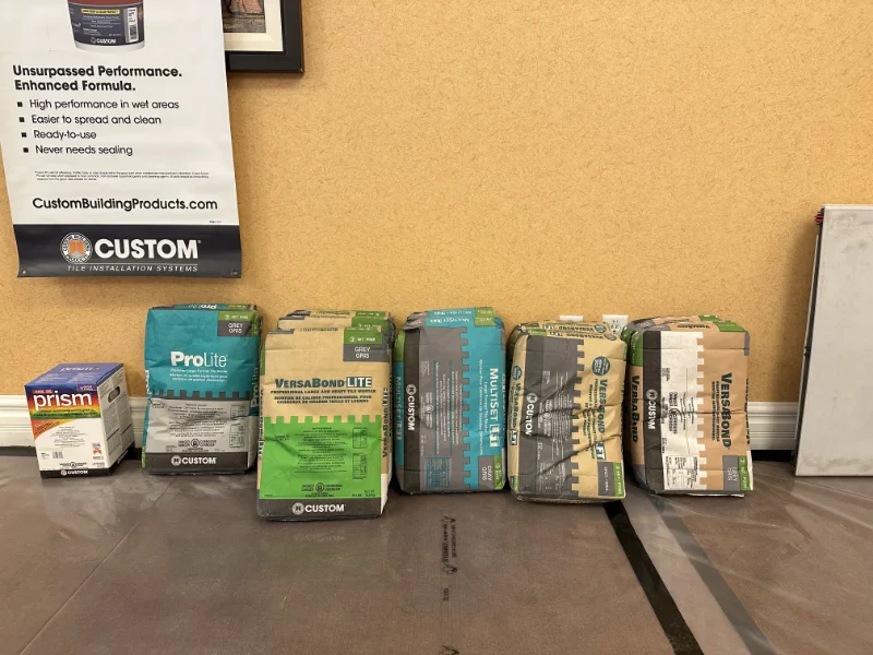 variety of superior setting material to install tile by professionals